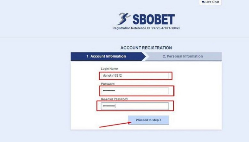 Điền thông tin tài khoản đăng nhập